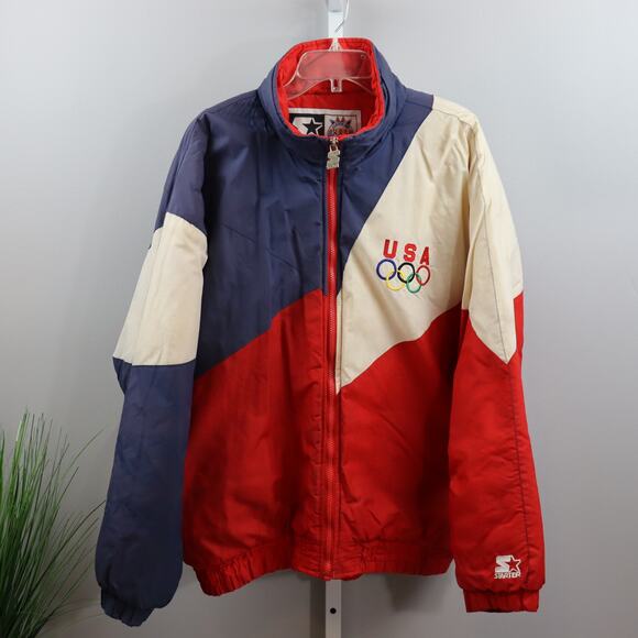 Vintage Starter USA Olympic Team Jacket Red White Blue XL 1990s - Picture 1 of 5